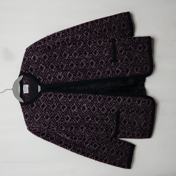 Koret Womens Vintage Wool Blend Blazer Size S Black/Pink/Gray Textured Weave Bus - Picture 10 of 15